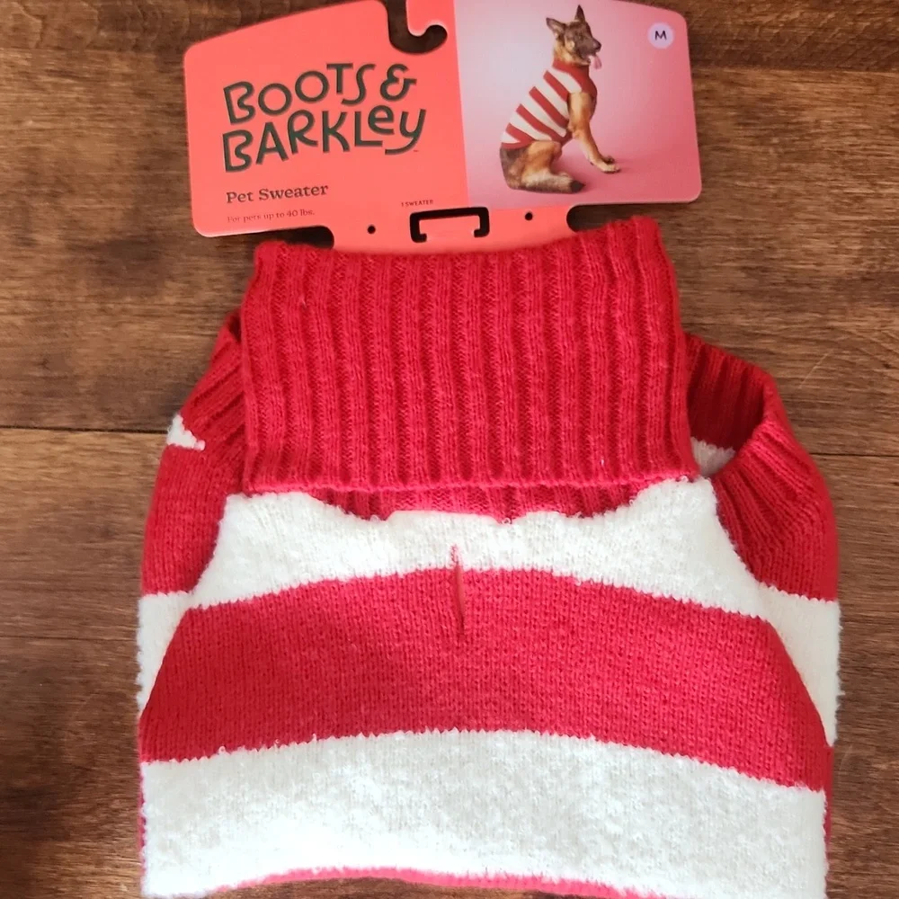 NWT Boots & Barkley Red and White Candy Cane Striped Pet Sweater Size Medium